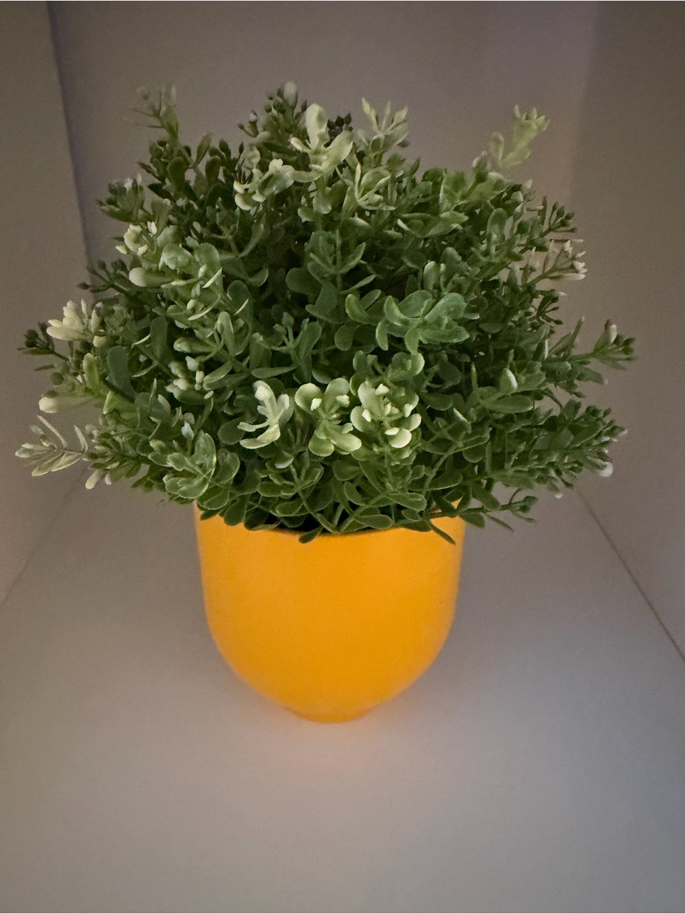 Yellow Ceramic Planter with Lush Green Faux Plant - IKEA